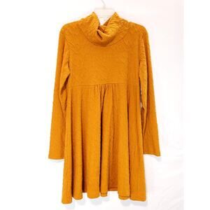 Isle By Melis Kozan Cowl Neck Long Sleeve Shift Dress Knitted Yellow Womens L